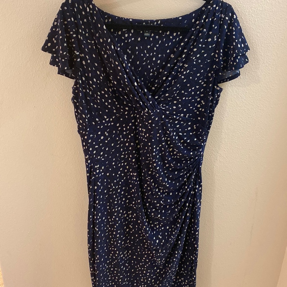 Size 14 Navy Jersey Dress Lauren Ralph Lauren with flutter sleeves!